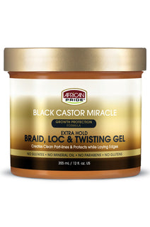 AFRICAN PRIDE Black Castor Miracle Braid , Loc & Twist Gel (8oz)
